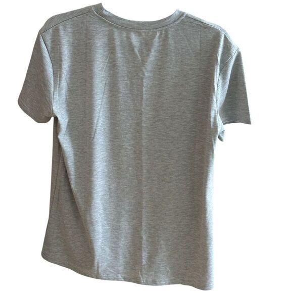 Loves Jesus and America Too Patriotic Christian Graphic Tee Gray M - Picture 3 of 6